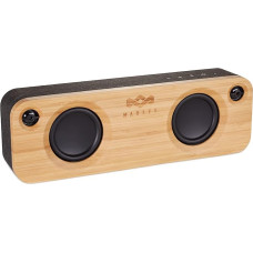 House of Marley Get Together, Bluetooth-Lautsprecher aus nachhaltigem Bambus, tragbare kabellose Box mit integrierter Powerbank, Aux-In & Mikrofon, 8 Stunden Musikgenuss mit einer Ladung - Schwarz