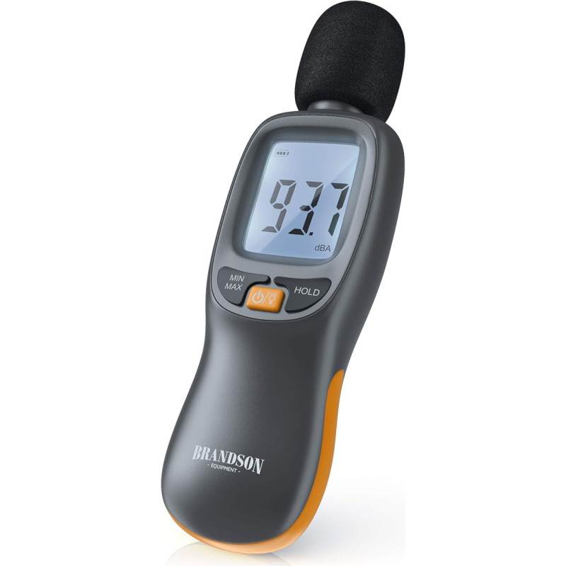 Brandson - Sound level meter calibrated - Digital volume meter - 35dB to 130dB with LCD display with backlight - Noise meter - MAX/MIN data storage
