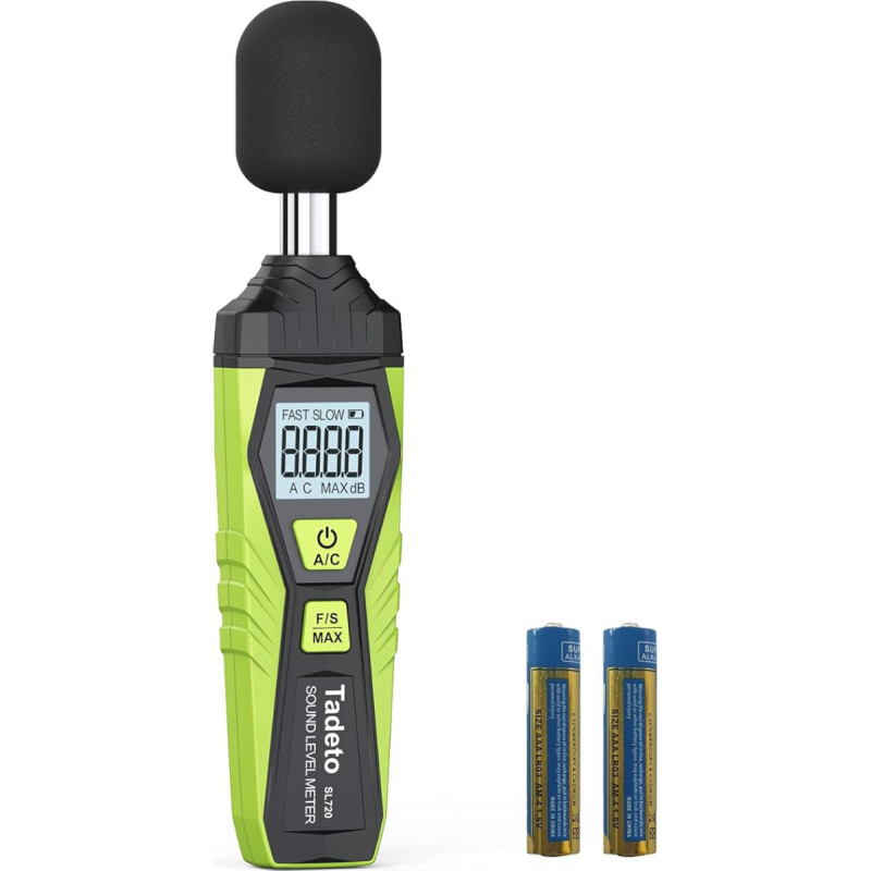 Sound Level Meter, Tadeto Digital Portable Sound Level Meter 30dB to 130dB with LCD Display A/C Weighted for DIY Shops Green