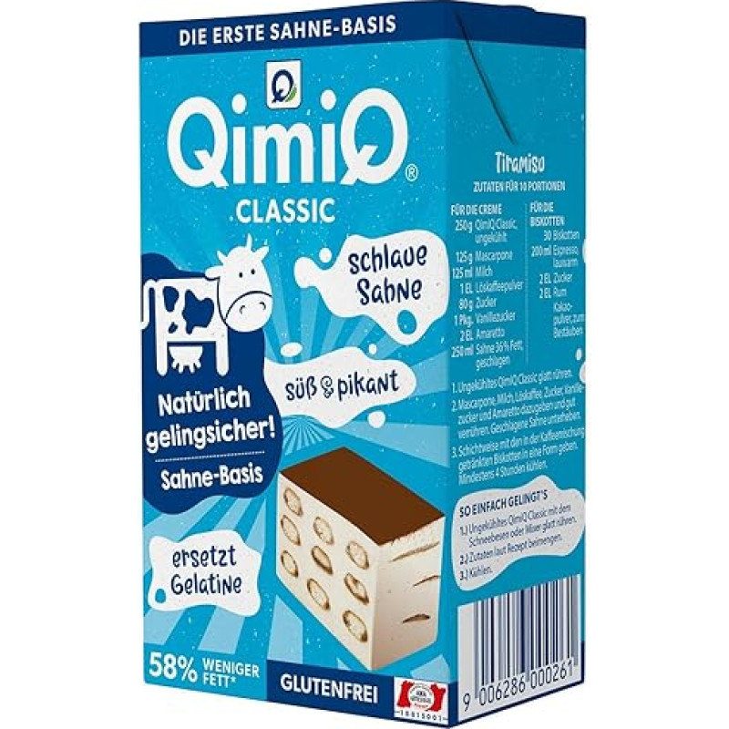 QimiQ Classic Natur, for Cooking, Baking, Refining, 15% Fat, 250 g TETRA