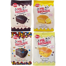 Mr. Brownie 4 x 200 g Mr Brownie Chocolate Brownies Galactic Brownies Lemon Cakes Blondies with Belgian Chocolate Pastry Value Pack Set