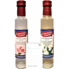 Chtoura Garden Blütenwasser Duo: Rosenwasser, Orangenblütenwasser, je 250ml (2x250ml), zur Aromatisierung von Süßspeisen, Backwaren und Getränken + Ben’s Garden Notizblock Set
