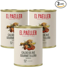 EL PAELLER - vištienos sultinys | Virtas ant medžio ugnies iš 100 % natūralių ingredientų | Puikiai tinka paelijai, ryžių patiekalams ir troškiniams | 3 pakuotės, 3 l | Be konservantų