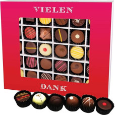 Hallingers Vielen Danke XXL - Manufaktūros šokoladiniai saldainiai Dovanų rankų darbo, iš dalies su alkoholiu iš aukštos kokybės kakavos šokolado (dėžutė) - dovana vasarą ir puiki grilio dovana | Gimtadienio sveikinimai Dėkojame