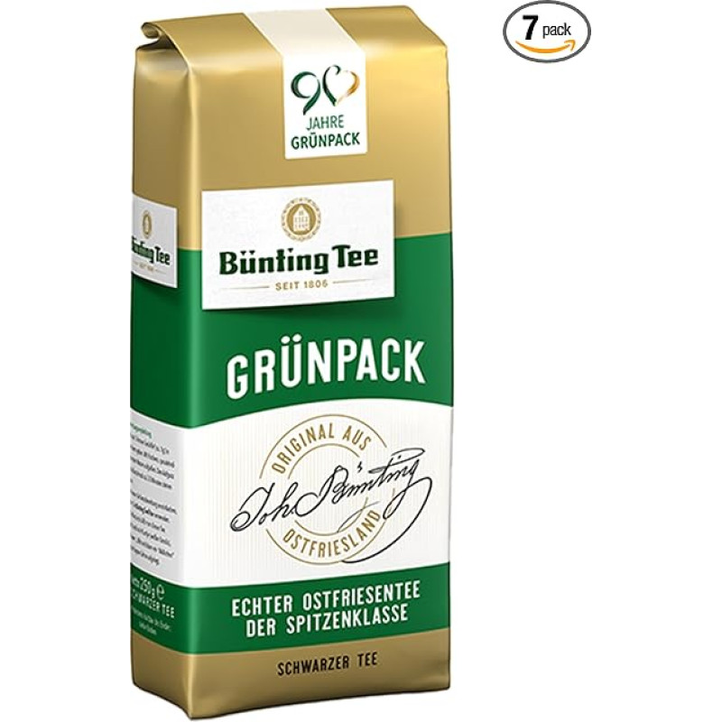 Bünting Tee Green Pack of 7 Genuine East Frisian Tea - Loose Black Tea - 7 x 250g