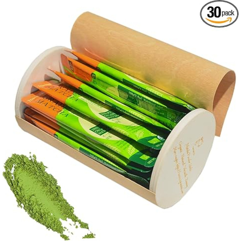 Toponetea Ceremonial Matcha Green Tea Organic - 30 Practical Single Serving Sticks, Authentic Japanese, First Harvest, Gluten Free & Vegan