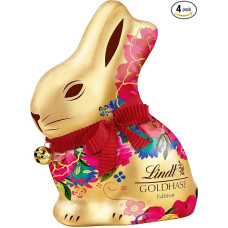 Lindt Golden Rabbit Flowers Edition Premium Milk Chocolate for Easter, Pack of 4 (4 x 200 g)