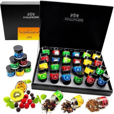 Hallingers Herzlichen Glückwunsch - 24 Varieties Tea Gift Set, Vegan & Gluten-Free in Screw Jars (Set) - Easter Gifts Easter Baskets Easter Eggs & Easter Decoration | Birthday Congratulations Recovery