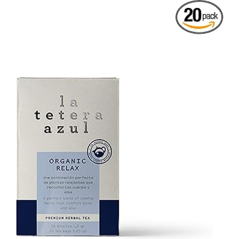 LA TETERA AZUL Ecological Infusion of Melissa and Rooibos Organic Relaxing Infusion Organic Relaxation 20 Bags of 1.5 Grams