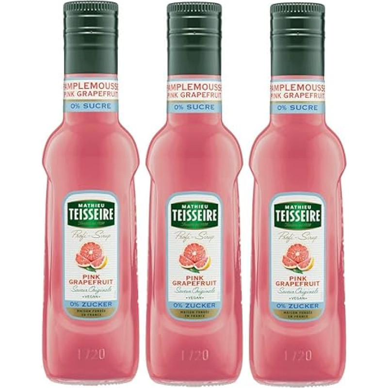 Mathieu Teisseire Drink Syrup Pink Grapefruit 0% Sugar 0.25 L Cocktails (Pack of 3)