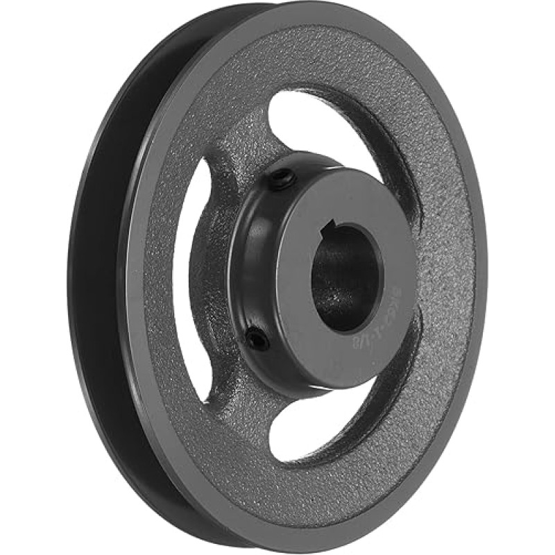sourcing map BK62-1-1/8 Keilriemenscheibe 36899 Zoll Bohrung 15 cm OD Einzelrillen-Webscheibe auf Größe gebohrte Rolle, Gusseisen, Riemenabschnitt für 3L oder B-Riemen