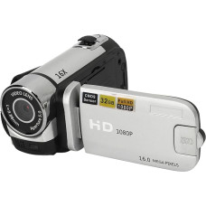 MENDUNER Point and Shoot Camera, Vintage Camera, Video Camera, 1080P 16MP Digital Camera, 2.4 Inch Rotatable Screen Camcorder, 16X Zoom HD Video Recorder with Fill Light (Silver)