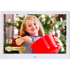 13,3 colio elektroninis nuotraukų rėmelis ir 1280 x 800 didelės raiškos IPS plačiaekranis ekranas - kalendoriaus/laikrodžio funkcija, MP3/nuotraukų/video grotuvas su nuotolinio valdymo pultu, baltos spalvos