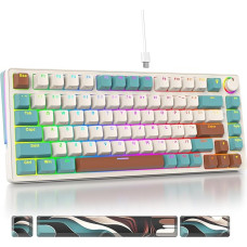 SOLIDEE 75% Mechanical Gaming Keyboard, Hot-swappable Keyboard with Pink Switch, RGB Backlight, 83 Keys Keyboard, PBT Compact NKRO Keyboard with Volume Control (83 Brown)