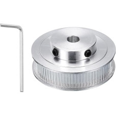 sourcing map GT-2 Belt Pulley Synchronous Wheel 80 Teeth 8mm Bore Fits 10mm Wide Belt Aluminum Alloy Timing Belt Pulley with Wrench for 3D Printer CNC Machine