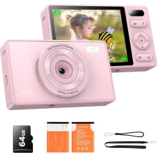 48 MP skaitmeninis fotoaparatas Vaikų fotokamera: Skaitmeninis priartinimas: 64GB Anti-Shake Vaikų fotoaparatas Foto Vlogging kamera 