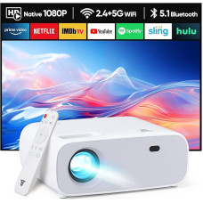 Mini Projector, 18000 Lumens Home Cinema Portable Projector with 4K Support, WiFi Bluetooth Projector, Compatible with iOS/Android/Laptop/HDMI/TV Stick/USB (Grey)