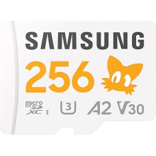 Samsung Sonic the Hedgehog(TM) microSD Card + SD Adapter Memory Card 256GB UHS-I U3 Full HD & 4K UHD 180MB/s Read 130MB/s Write Data Storage for Handheld Consoles MB-MD256SA/LC1