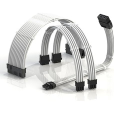 LINKUP - AVA 12VHPWR PCIE 5.0 Power Extension Cable | 600W 16AWG | UL Certified, Jacketed, Moulded Connectors | 4-Piece Set for RTX4000 GPUs | Boosts Gaming Performance | 30cm White