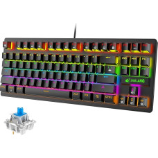 Žaidimų klaviatūra USB mechaninė klaviatūra RGB vaivorykštės LED apšviesti 87 klavišai su apsauga nuo vaiduoklių žaidėjams ir rašytojams, skirta PS3 PS4 PS6 kompiuteriui 