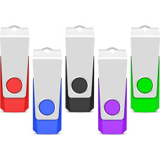 TEWENE USB-Stick, 32 GB, 5 Stück, USB 2.0, mehrfarbig, USB-Stick, 32 GB, Mini-USB-Stick für Speicherung und Datensicherung