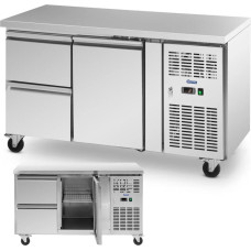 Royal Catering Refrigerated catering table on wheels 1 compartment 2 drawers 280 l 70x136x85 cm