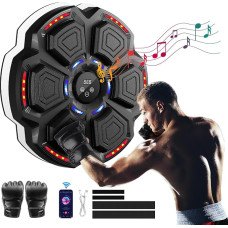 FOOING Smart Musikboxmaschine mit Bluetooth, LED-Licht & Geschwindigkeitsstufen für Erwachsene & Kinder, Trainingsgerät zum Stressabbau mit Boxhandschuhen für Heimtraining