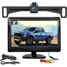 Kairiyard 5 colių HD LCD monitorius su LED naktinio matymo vandeniui atsparia automobilio galinio vaizdo atbulinės eigos kamera, skirta lengviesiems automobiliams, visureigiams, furgonams, pikapams ir sunkvežimiams, 12 V-24 V