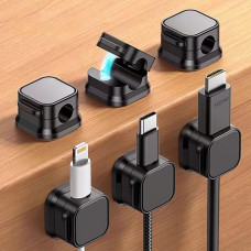 Kabel-Clips, verstellbar, magnetisch, Schreibtisch-Kabel-Clips, stark klebend, Kabel-Organizer für Nachttisch, Ladekabel, HDMI, USB, Audiokabel, Büro, Zuhause, 6 Stück (schwarz)