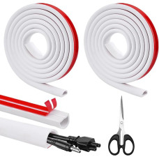 5 m kabelių dangteliai, skirti kabelių sienoms, balti 15 x 10 mm D formos kabeliai, slepiantys sieninius kabelius