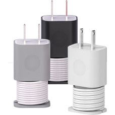 3 Pack 2 in 1 Silicone Charger Protector with Cord Wrap Silicone Power Adapter Case for iPhone Snapback Charger Compatible with 18W/20W Charger, 4.2*2.8cm(Charger Not Included)