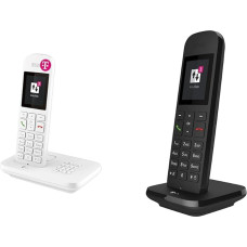 Telekom Sinus A12 Cordless Telephone with Answering Machine, Landline Telephone with Large Colour Display and Telekom Landline Telephone Speedphone 12 in Black Cordless