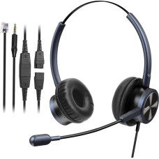 Telefono ausinės su triukšmą slopinančiu mikrofonu Biuro skambučių centro ausinės su RJ11 ir 3,5 mm lizdu fiksuotojo ryšio telefonams Yealink Panasonic ir mobiliesiems telefonams Išmanusis telefonas Kompiuteris Nešiojamieji kompiuteriai Planšetiniai kompi