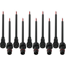 SEZO Waterproof Plug 2-Pin 5 Pairs 2 Pin IP65 Waterproof Electrical Connector with 18AWG 20 cm Extension Cable for Indoor Outdoor Use LED Light Strips Large Sizes 22 mm Nut