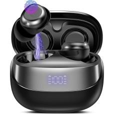 Bluetooth Kopfhörer, Mini In Ear Kopfhörer Kabellos Bluetooth 5.4 Stereo HiFi Immersiv, 47Std Spielzeit Schlafkopfhörer mit Passiver Geräuschmaskierung, LED-Anzeige, IP7 Wasserdichte Ohrhörer Schwarz