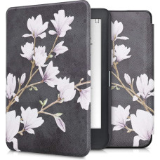kwmobile Flip Case Compatible with Kobo Clara HD Case - eReader Case - Magnolia Taupe White Dark Grey