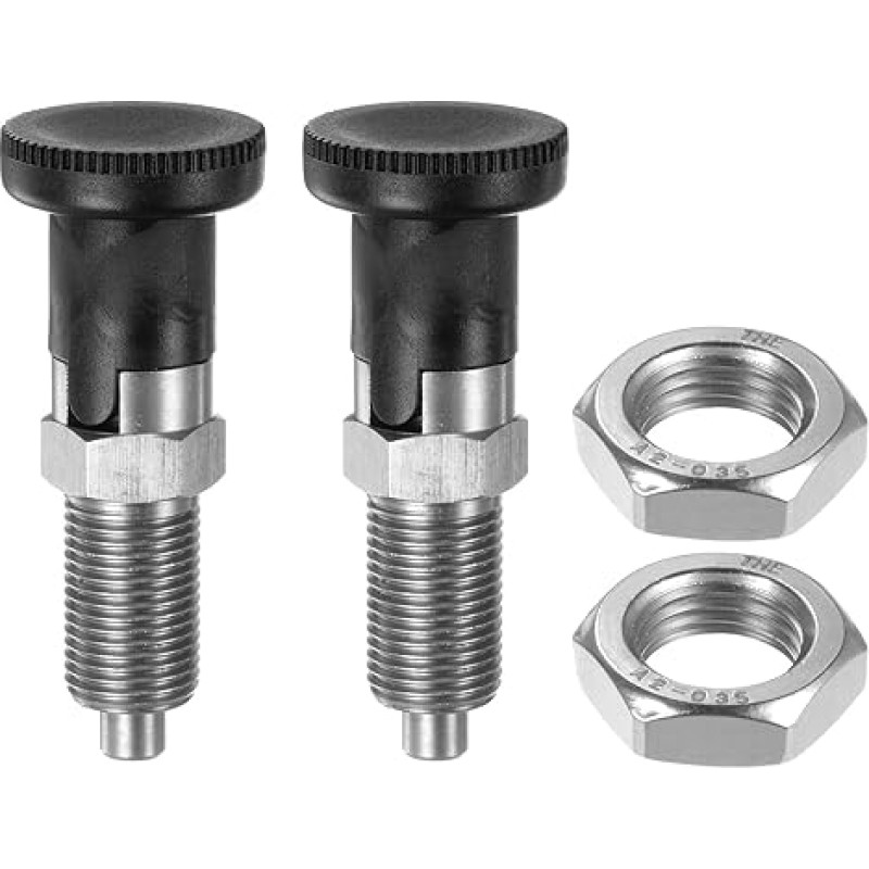 QUARKZMAN Pack of 2 Pressure Fit Ball Tip Compression Spring M16 x 1.5 Thread Length 8 mm Pin Diameter Stainless Steel Self-Locking Extendable Index Plunger for Industrial Plants
