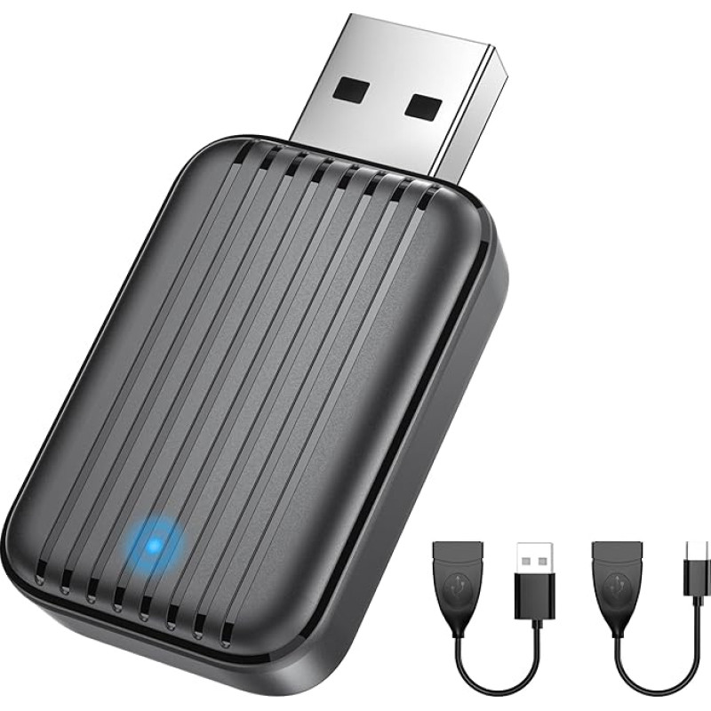 Android Car Wireless Adapter, 2 in 1 Carplay Wireless Adapter, Convert from Wired to Wireless with USB/Type-C, Stable Control & No Delay, Intelligent Voice Control