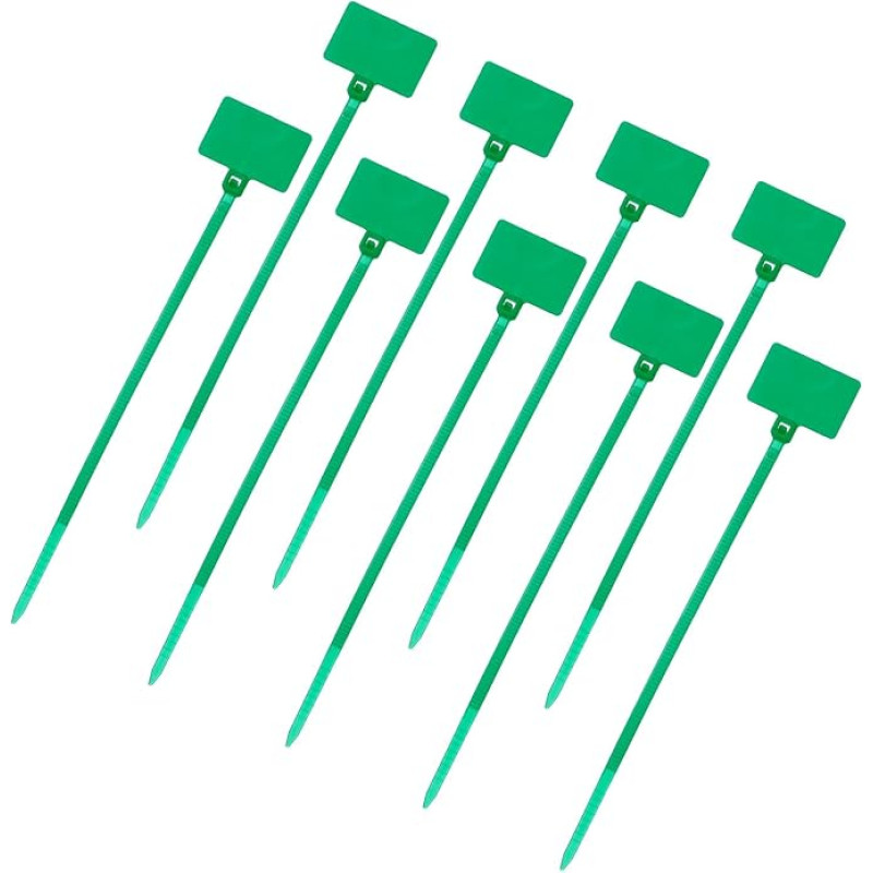 sourcing map Kabeletikettenmarker, Nylon-Kabelbinder, 10,9 cm, beschreibbare, selbstsichernde Drahtetiketten, Kabelbinder für Organisationsmarkierung, Grün, 100 Stück