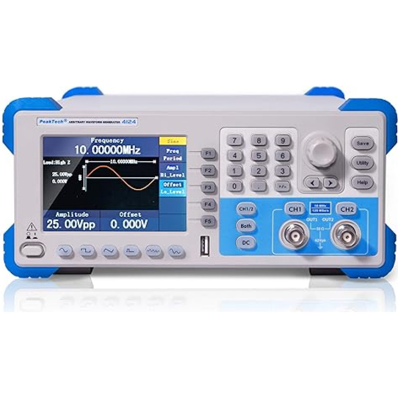 P 4124 2 kanalų arbitrinių funkcijų generatorius, 1 µHz - 10 MHz