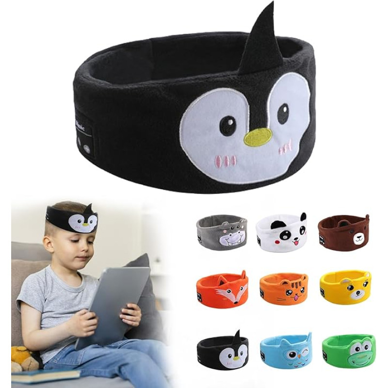Wireless Sleep Headband Headphones, Cartoon Headphones for Kids, Bluetooth V5.0, Ultra Thin Speaker, Adjustable Volume, HiFi Stereo for Elastic Headband, Gift for Kids