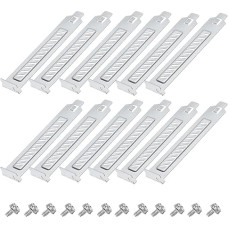 sourcing map 12 Pcs Silver PCI Slot Cover Dust Filter Cover Plate Air Vent Deflector Mount Expansion Slant Holes for Computer Case