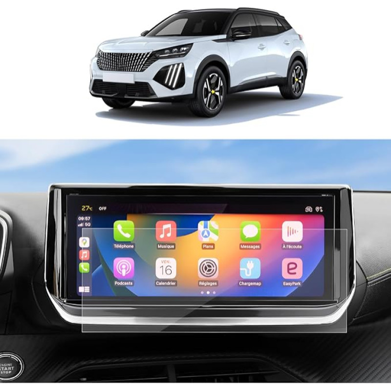 SKTU Pack of 2 Screen Protectors Compatible with Peugeot 208 e-208/2008 e-2008 2023 2024 GPS Navigation PET Screen Protector 10 Inch