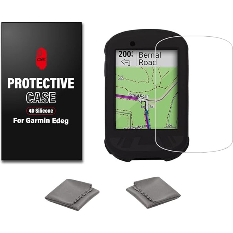 Chooee 4D Silicone Case for Garmin Edge 830 Black Red Orange Blue with Screen Protector Black