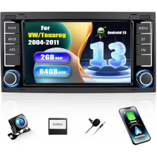 2+64G SIXWIN Android 13 automobilinis radijas su CarPlay/Android automobiliui VW Touareg Transporter T5 Multivan, 7 colių Double DIN automobilinis radijas su ekranu Bluetooth Navigator WiFi RDS FM + atbulinės eigos kamera