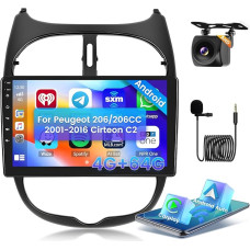 Hikity [4+64GB] Android 13 automobilinis radijas CarPlay Android belaidis automobilis Peugeot 206/206CC 2001-2016 Cirteon C2 radijo ekranas 9 colių automobilinis radijas Bluetooth Mirror Link navigacija GPS EQ DSP WiFi FM