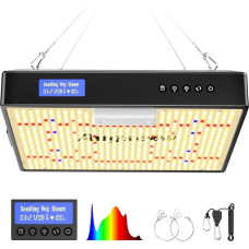 LED Grow Lamp 100 W with 0-23 Hours Timer, 512 LEDs Plant Lamp LED Full Spectrum, Seed/Growth/Flowering Mode, Dimmable, High PPFD Propagation Lamp for Indoor Plants and Grow Tent 80 x 80 cm