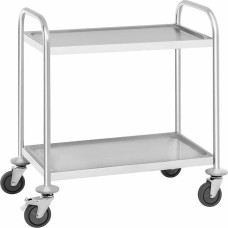 Royal Catering RCSW 2.1H Serving Trolley Stainless Steel Kitchen Trolley with Wheels Transport Trolley 2 Shelves (Load Capacity: 150 kg, Tray Spacing: 45.5 cm)