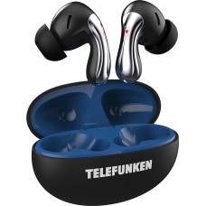 TELEFUNKEN Spark ONE Bluetooth TWS ausinės, tikros belaidės stereofoninės ausinės, įkrovimo dėklas su baterijos ekranu, apsauga nuo purslų, chromo juoda