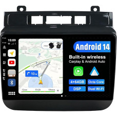 BXLIYER Android 12 IPS Car Radio Suitable for VW Touareg FL NF (2011-2017) - 4G+64G - Built-in DSP/Carplay/Android Car - LED Camera + MIC - 9 Inch 2 DIN Steering Wheel Control WiFi DAB 360-Cam